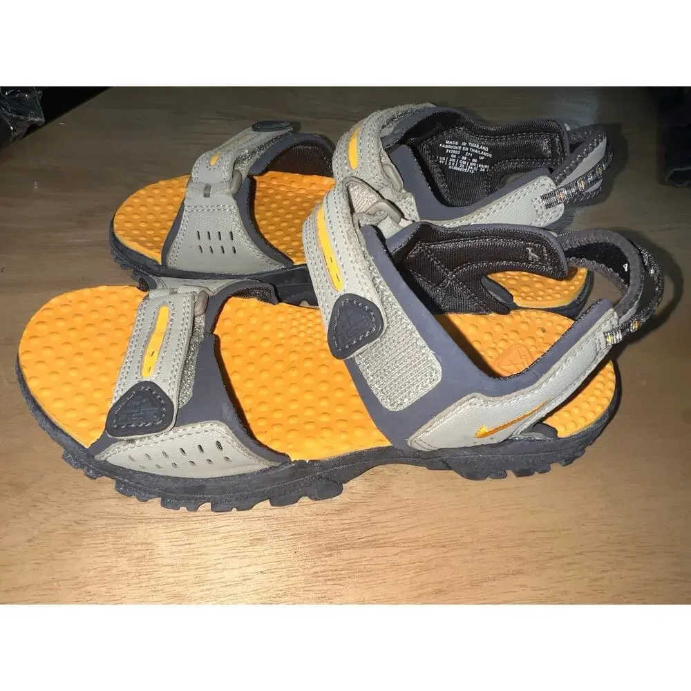 Nike ACG Youth Trail Sandals Gray Orange Hook Loop Outdoor Hiking Size 4Y